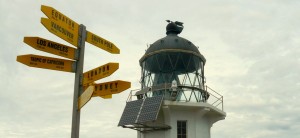 lighthouse with signs